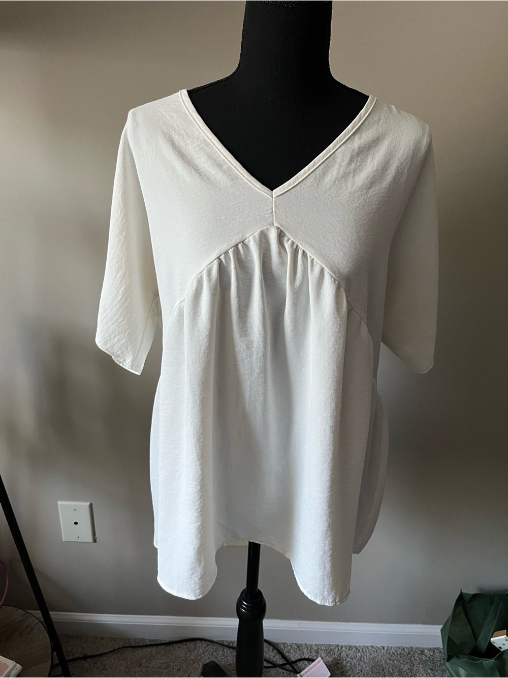 mts Cream V-Neck Babydoll Tunic Top